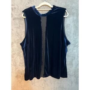 Modcloth Blouse 3X Navy Velvet Cyber Office Siren Date Night Preppy Holidays